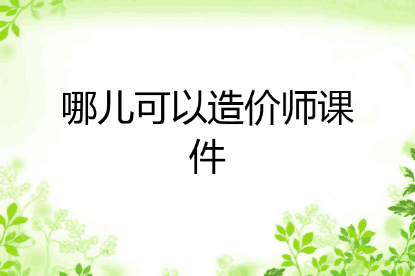 哪儿可以造价师课件