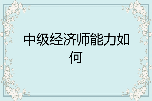 中级经济师能力如何