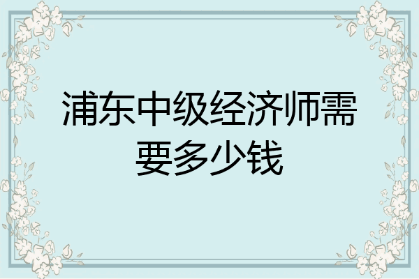 浦东中级经济师需要多少钱
