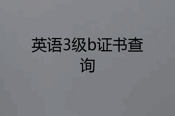 英语3级b证书查询