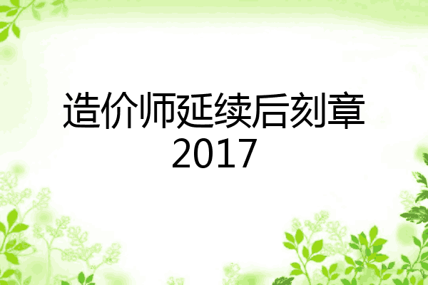 造价师延续后刻章2017