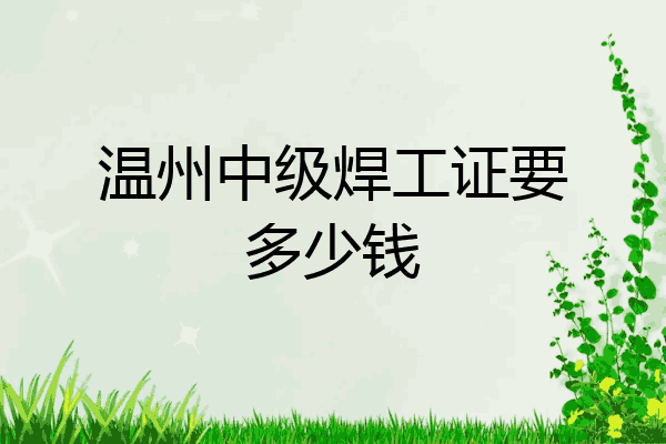 温州中级焊工证要多少钱