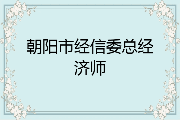 朝阳市经信委总经济师