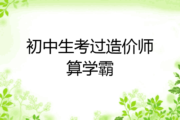 初中生考过造价师算学霸