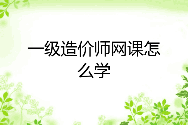 一级造价师网课怎么学