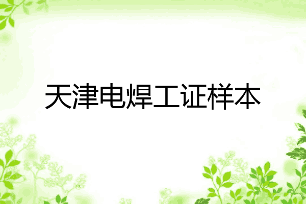 天津电焊工证样本