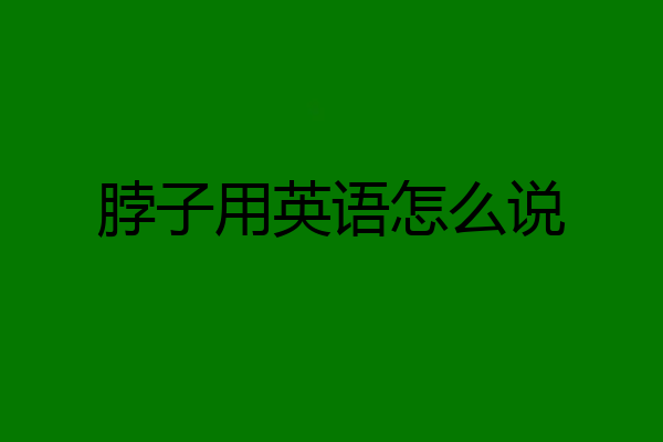 脖子用英语怎么说