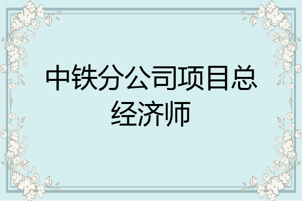 中铁分公司项目总经济师