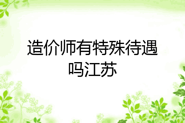 造价师有特殊待遇吗江苏