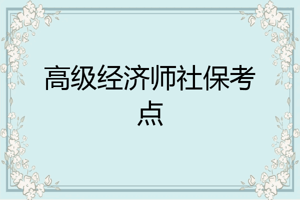 高级经济师社保考点