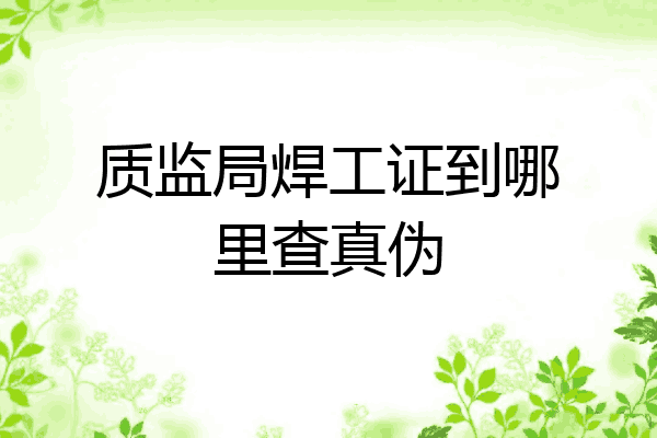 质监局焊工证到哪里查真伪