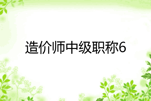 造价师中级职称6