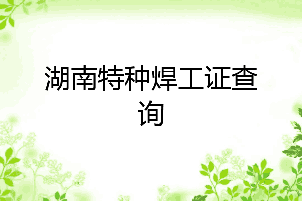 湖南特种焊工证查询