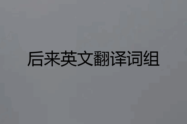 后来英文翻译词组