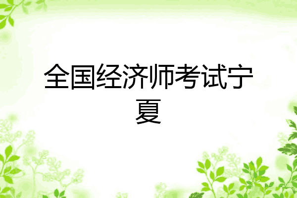 全国经济师考试宁夏