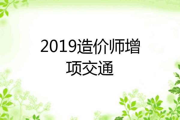2019造价师增项交通