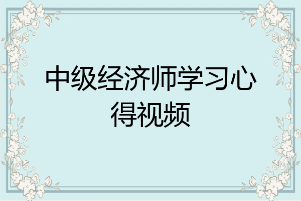 中级经济师学习心得视频