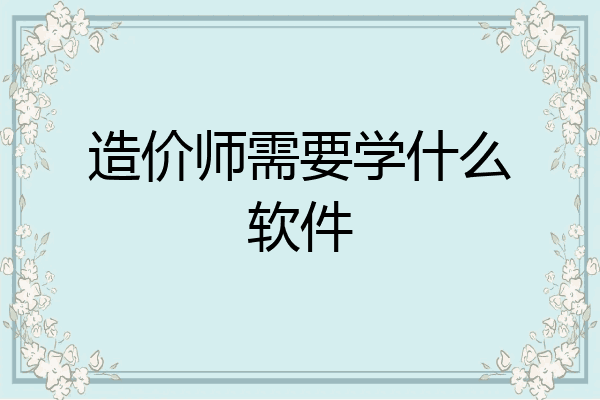 造价师需要学什么软件