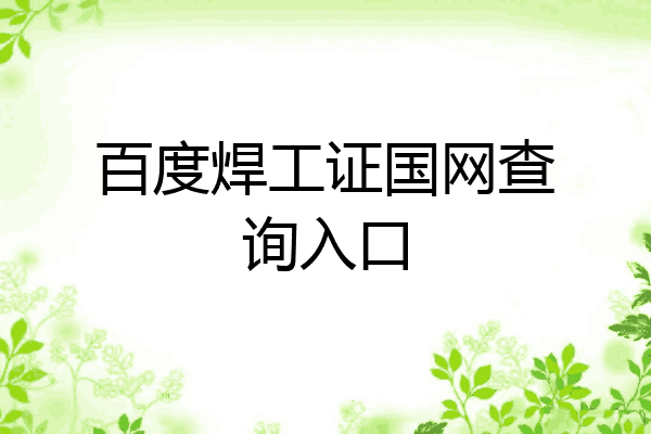 百度焊工证国网查询入口
