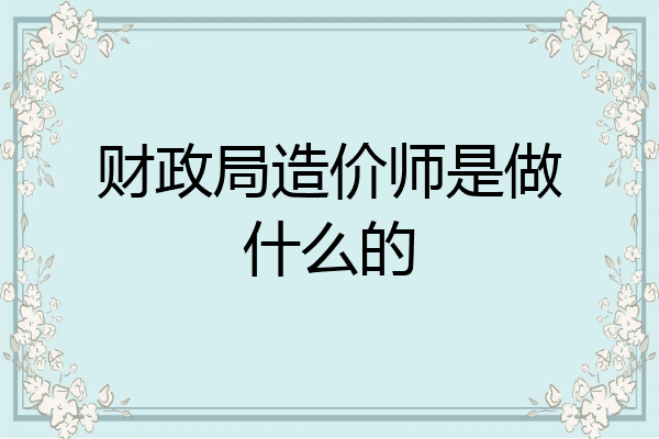 财政局造价师是做什么的