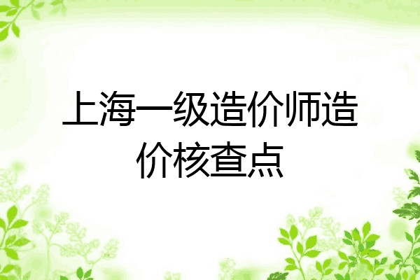上海一级造价师造价核查点