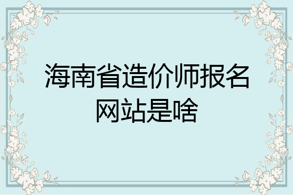 海南省造价师报名网站是啥