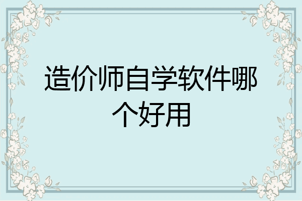 造价师自学软件哪个好用