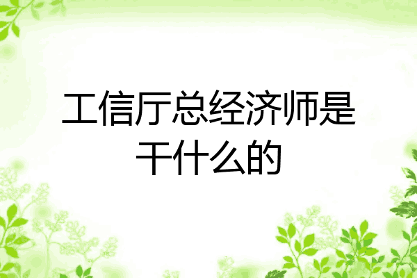 工信厅总经济师是干什么的