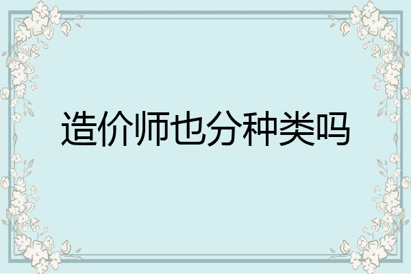 造价师也分种类吗
