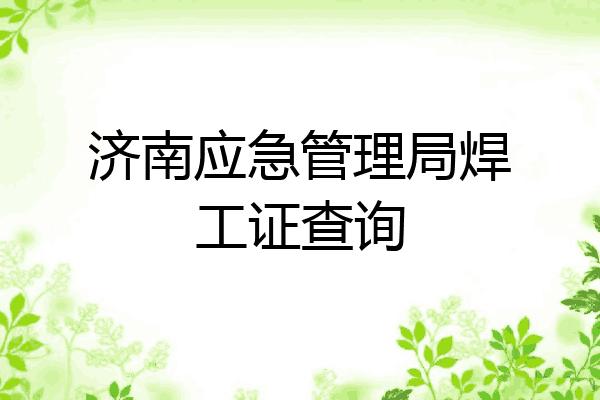 济南应急管理局焊工证查询