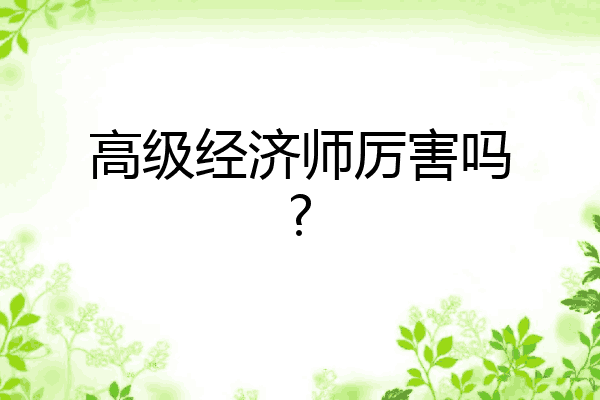 高级经济师厉害吗?