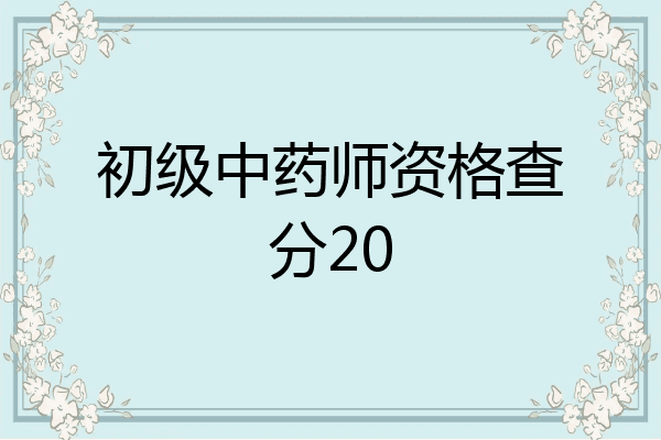 初级中药师资格查分20