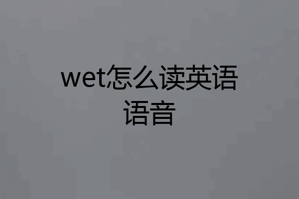wet怎么读英语语音