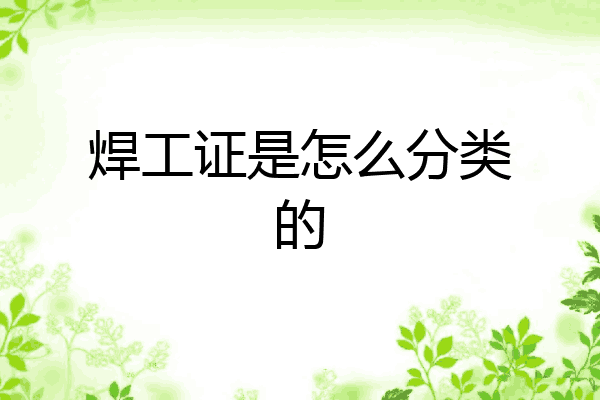 焊工证是怎么分类的