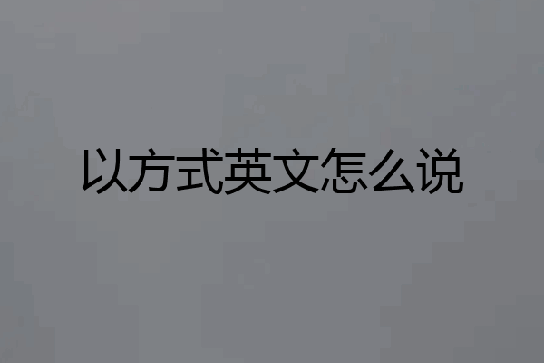 以方式英文怎么说