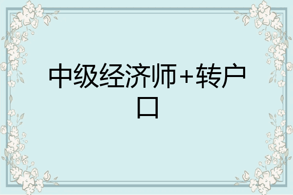 中级经济师+转户口
