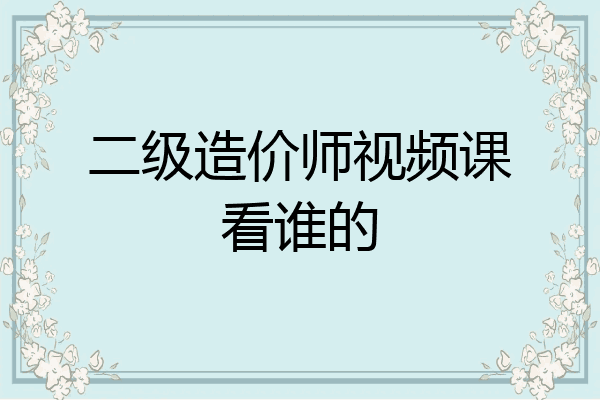 二级造价师视频课看谁的