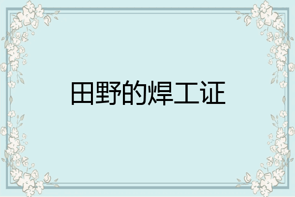 田野的焊工证