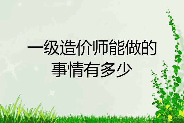 一级造价师能做的事情有多少