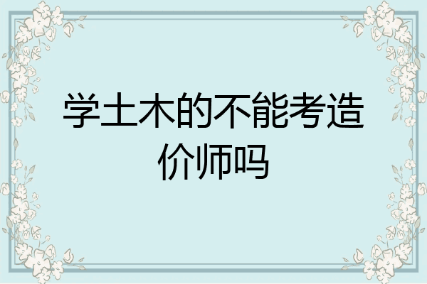 学土木的不能考造价师吗