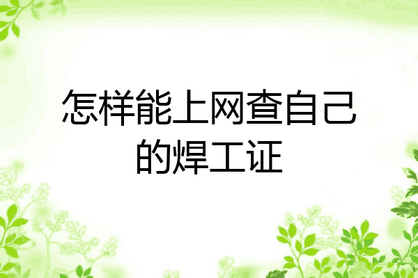 怎样能上网查自己的焊工证