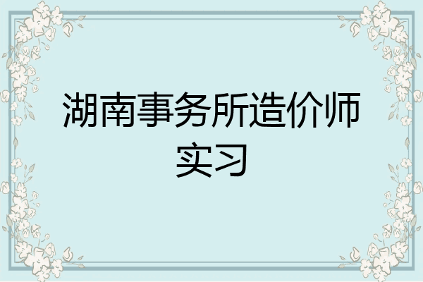 湖南事务所造价师实习