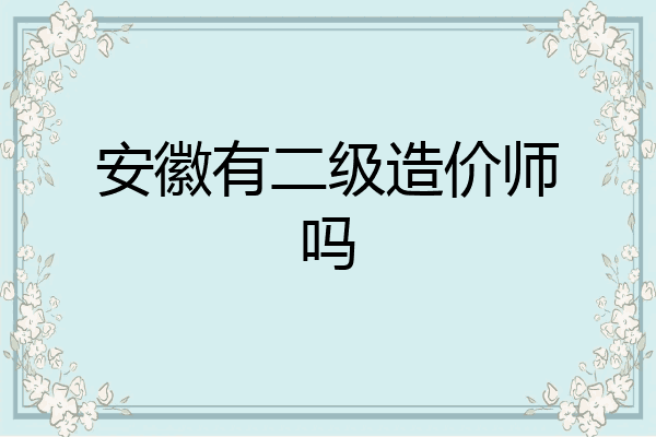 安徽有二级造价师吗