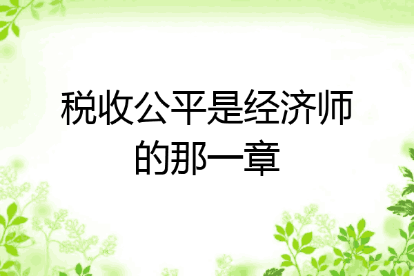 税收公平是经济师的那一章