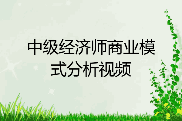 中级经济师商业模式分析视频