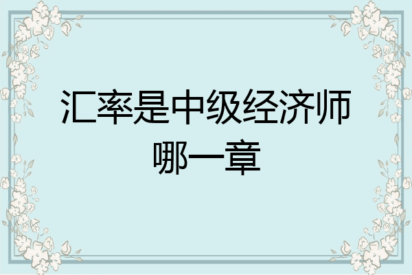 汇率是中级经济师哪一章