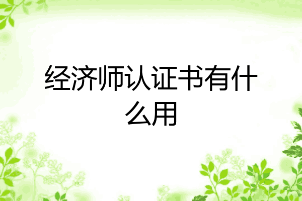 经济师认证书有什么用