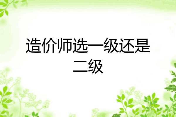 造价师选一级还是二级