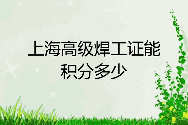 上海高级焊工证能积分多少