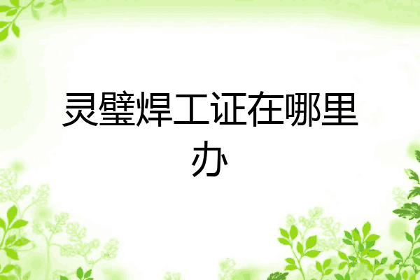 灵璧焊工证在哪里办
